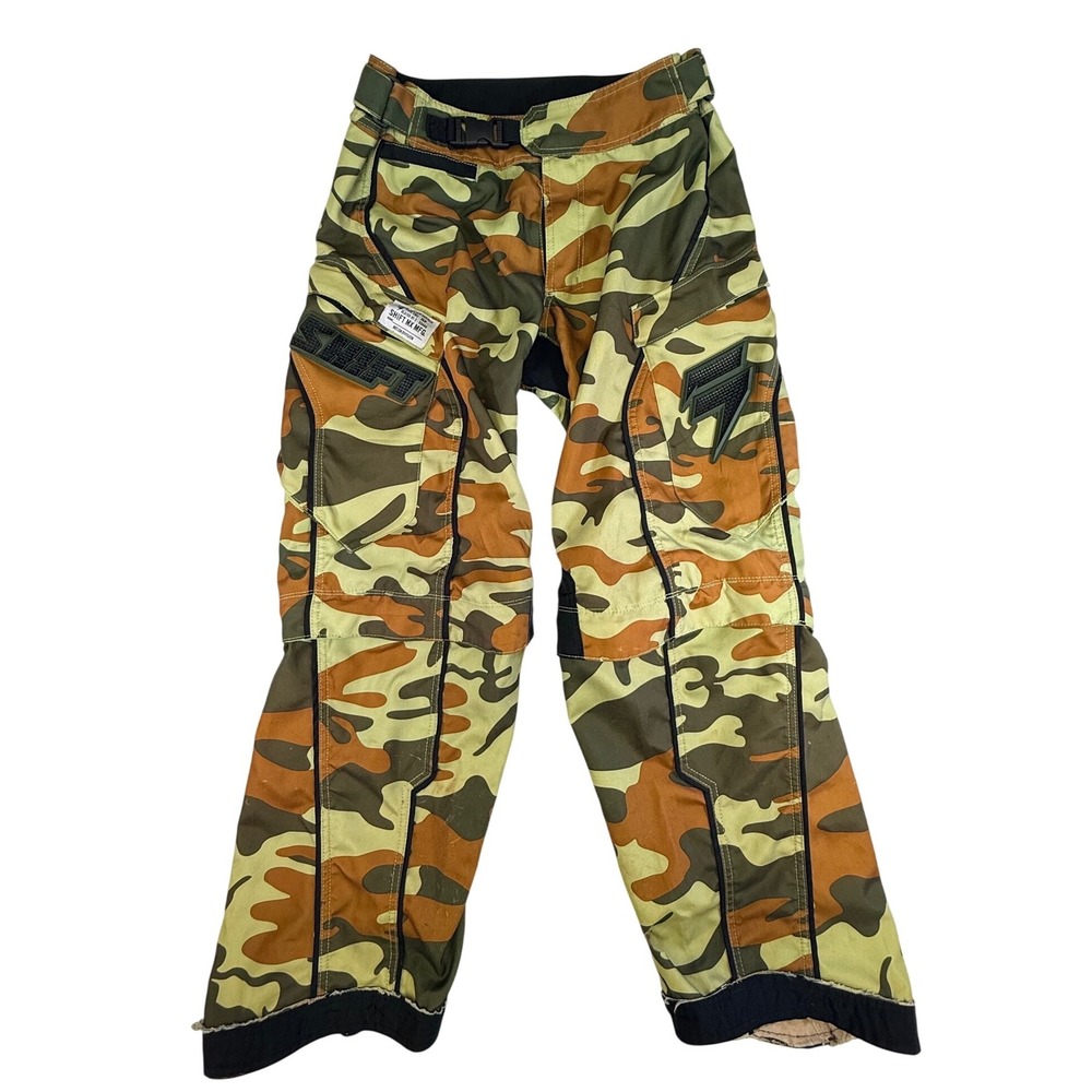 Shift MX Recon Div Camo Motocross Riding Pants Mens 34 Orange Green Camouflage